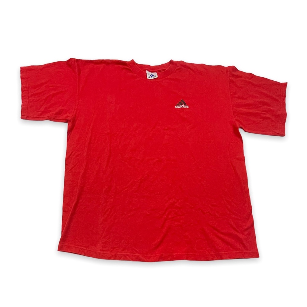 Vintage Adidas red small logo embroidered t shirt size xl